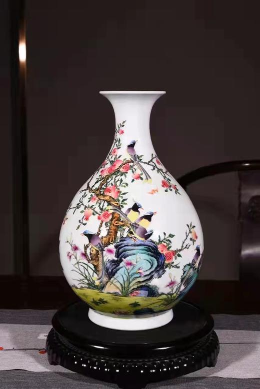 珐琅彩三多绶带鸟玉壶春 商品图0