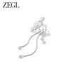 ZEGL设计师冰透玫瑰系列四芒星流苏耳夹女无耳洞耳骨夹仿珍珠耳环 商品缩略图0