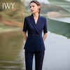 IWY/藏青色短袖职业西装套装女夏季薄款气质上班时尚休闲高端工作服女CPS1798 商品缩略图3