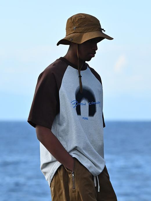 Forn3/N372/撞色拼接字母印花圆领T恤 商品图4