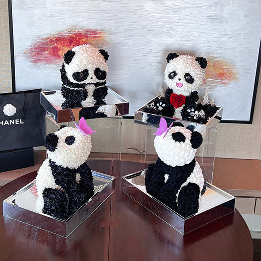 VBEINGS花语 永生花熊猫 玫瑰花绣球礼盒送男女友爱人表白生日礼物摆件 商品图1