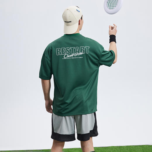 OMG运动 夏季透气T恤男宽松网孔短袖训练速干篮球服飞盘衣服半袖 商品图0