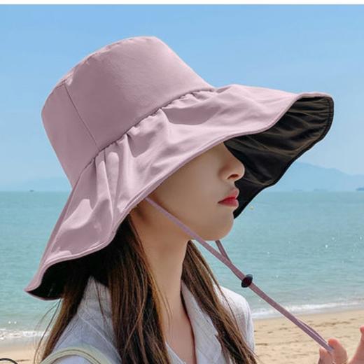 夏季遮阳帽女黑胶新款，百搭全顶遮脸渔夫帽出游太阳帽XYD-黑胶渔夫 商品图0