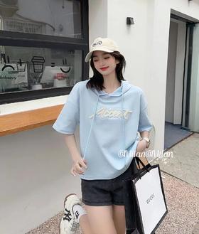 女有帽短T2696