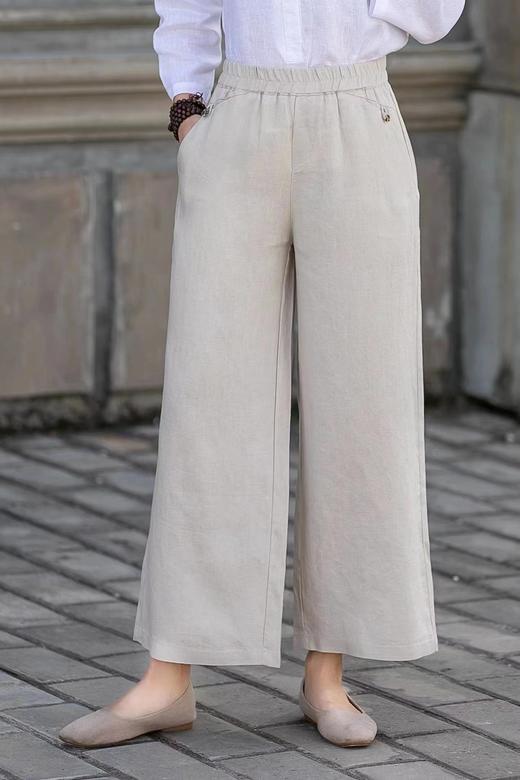 女麻阔腿裤88126 商品图0