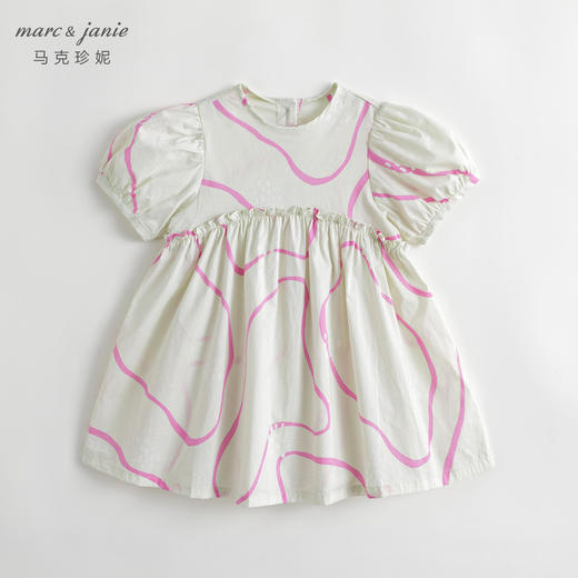 马克珍妮夏装新款 女童北欧风泡泡袖A字纯棉连衣裙230332 商品图2