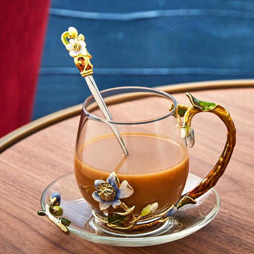 罗比罗丹珐琅彩茉莉花水杯家用创意玻璃杯花茶杯礼物 商品图1