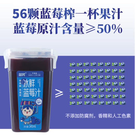 蓝笑冰鲜蓝莓汁，56颗蓝莓榨一瓶 商品图1