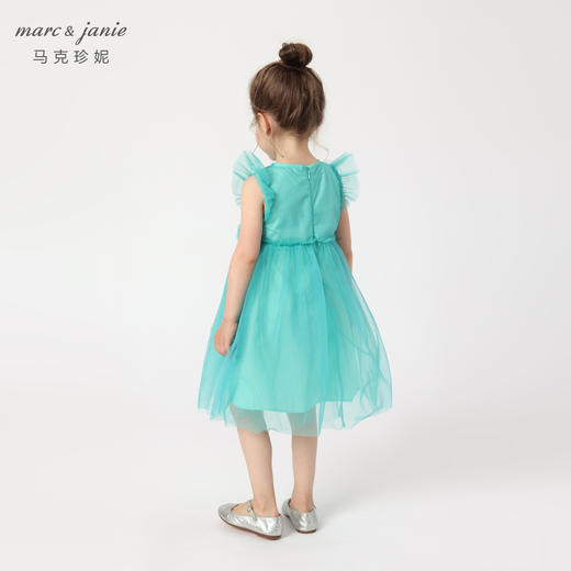 马克珍妮新款夏装女童花边袖网纱连衣裙 儿童公主裙231059 商品图2
