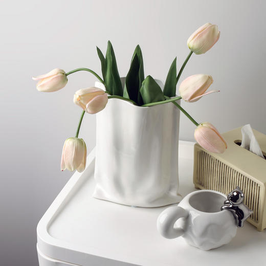 【家居饰品】-创意电镀银色陶瓷花瓶仿真花装饰品 商品图4