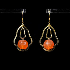 清代磨面红玛瑙珠“锦绣”耳环