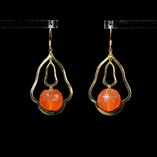 清代磨面红玛瑙珠“锦绣”耳环 商品图0