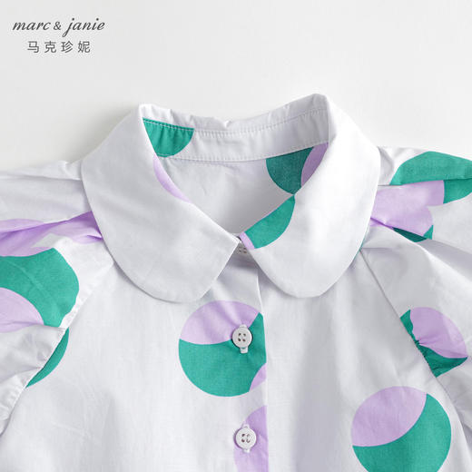 马克珍妮春夏新款 女童北欧风泡泡袖全棉网纱连衣裙230083 商品图4
