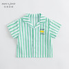 马克珍妮夏装新款 男童绿色条纹透气棉麻短袖衬衫230900 商品缩略图1