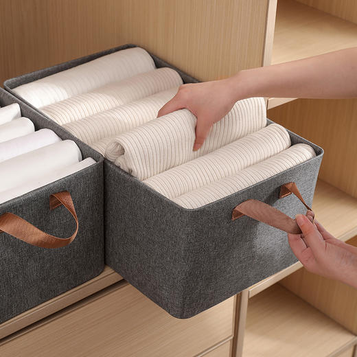 布艺百搭可折叠加厚灰色阳离子收纳盒手提式收纳筐收纳箱 商品图1