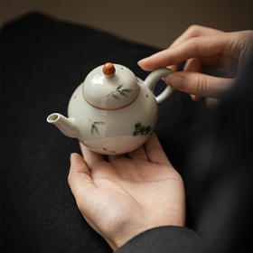 墨己 秘青釉手绘茶壶 文人家用泡茶手执壶 球孔过滤 陶瓷