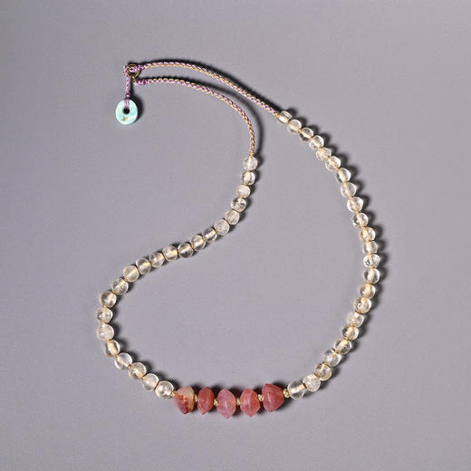 西亚高古飞碟红玛瑙+白水晶项链 商品图0