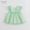 马克珍妮新款夏装 女童清新绿格花边袖网纱小衫230983 商品缩略图1