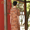 佐尔美夏季新款 国风香云纱花罗印花桑蚕丝连衣裙女E32LS67 商品缩略图4
