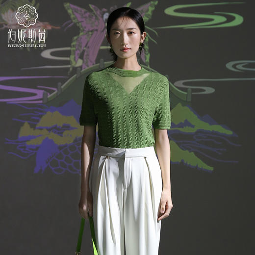 千年情话—梁祝草桥结拜漆黑色薄款针织T恤2E50001   漆黑 商品图4