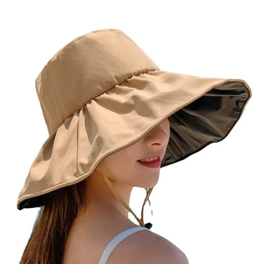 夏季遮阳帽女黑胶新款，百搭全顶遮脸渔夫帽出游太阳帽XYD-黑胶渔夫 商品图4