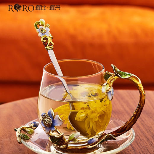 罗比罗丹珐琅彩茉莉花水杯家用创意玻璃杯花茶杯礼物 商品图4