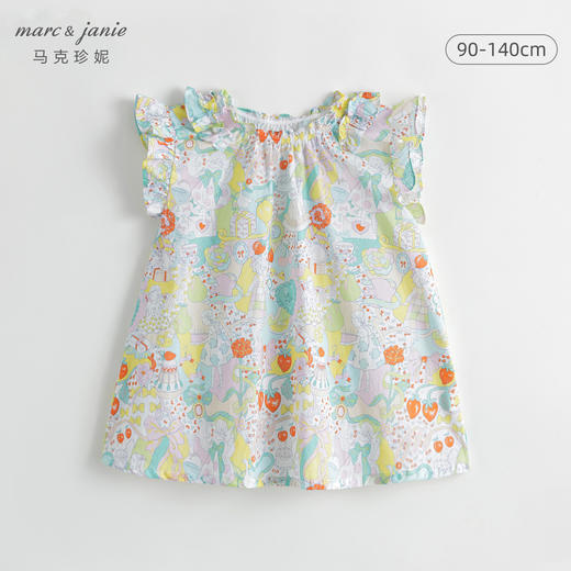 马克珍妮新款夏装 女童甜蜜派对图案纯棉连衣裙230751 商品图0