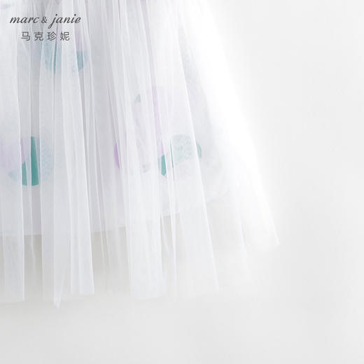 马克珍妮春夏新款 女童北欧风泡泡袖全棉网纱连衣裙230083 商品图5