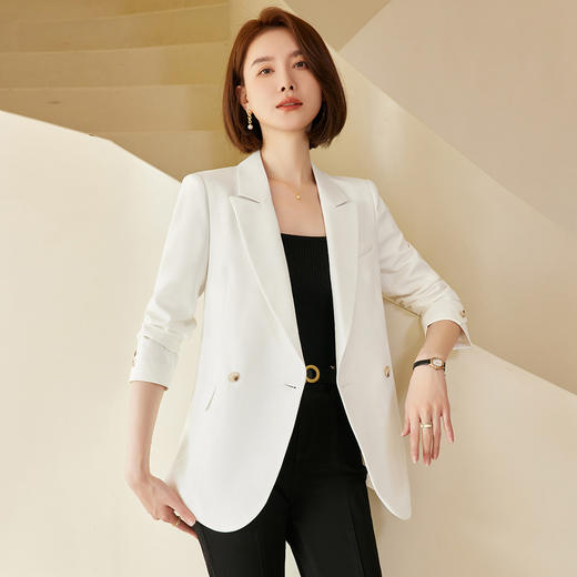 罗蒙春秋款双排扣小西装外套女士商务休闲通勤百搭气质单西服上衣外套 商品图1