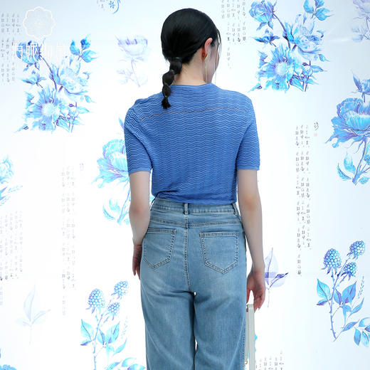 千年情话—梁祝草桥结拜漆黑色薄款针织T恤2E50001   漆黑 商品图5