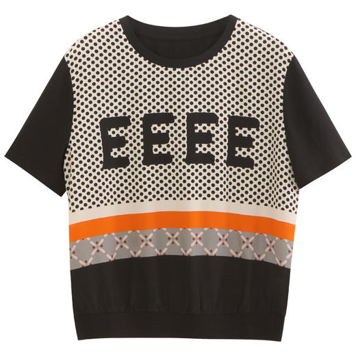 玳莎16姆米真丝双绉印花T恤女2023夏季新款休闲通勤设计感短袖圆领简约上衣  DB31108 商品图4