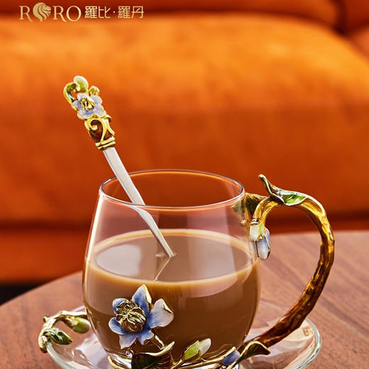 罗比罗丹珐琅彩茉莉花水杯家用创意玻璃杯花茶杯礼物 商品图3