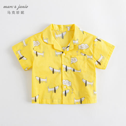 马克珍妮夏装新款 男童全棉满印短袖衬衫 儿童上衣230013 商品图3
