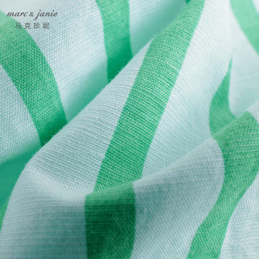 马克珍妮夏装新款 男童绿色条纹透气棉麻短袖衬衫230900 商品图5