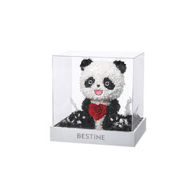 VBEINGS花语 永生花熊猫 玫瑰花绣球礼盒送男女友爱人表白生日礼物摆件