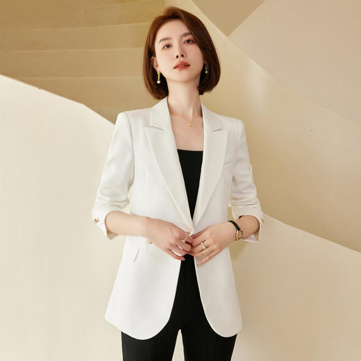 罗蒙春秋款双排扣小西装外套女士商务休闲通勤百搭气质单西服上衣外套 商品图2
