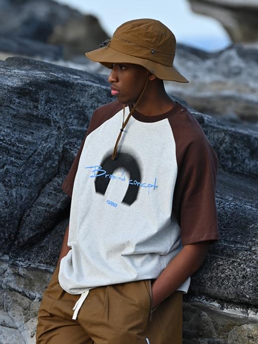 Forn3/N372/撞色拼接字母印花圆领T恤 商品图2