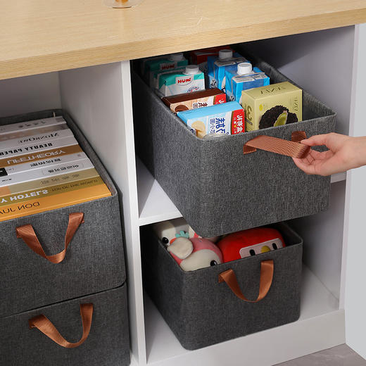 布艺百搭可折叠加厚灰色阳离子收纳盒手提式收纳筐收纳箱 商品图3