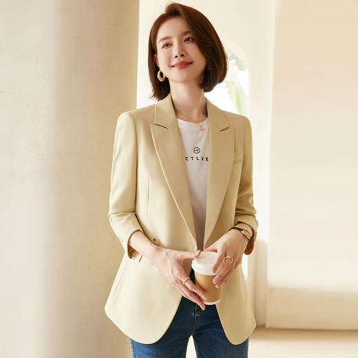 罗蒙春秋款双排扣小西装外套女士商务休闲通勤百搭气质单西服上衣外套 商品图9