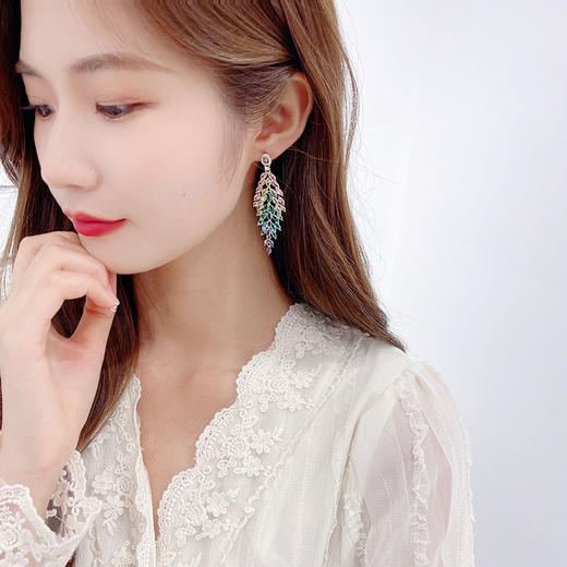 欧美复古流苏炫彩锆石巴洛克耳坠LY 商品图2