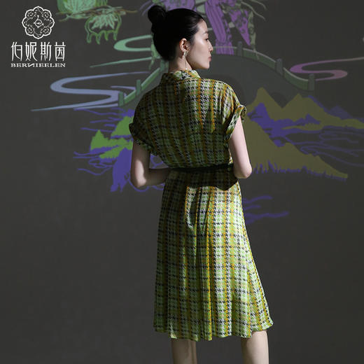 千年情话—梁祝草桥结拜翠缥千鸟格立领连衣裙2S60035 商品图4