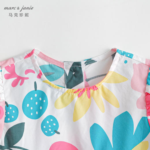 马克珍妮夏装新款 女童北欧风泡泡袖A字纯棉连衣裙230332 商品图3