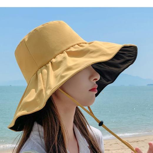 夏季遮阳帽女黑胶新款，百搭全顶遮脸渔夫帽出游太阳帽XYD-黑胶渔夫 商品图7