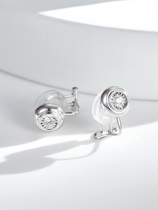 【天猫同款】悦甄 18k金钻石耳夹 圆漾K白 商品图5