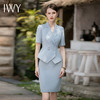 IWY/夏季新款蓝色西装套装女时尚休闲收腰半裙职业装美容院工作服CS1825 商品缩略图3