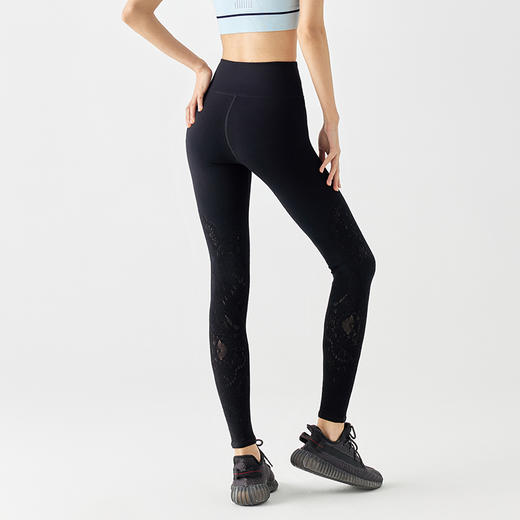 Leorrey乐拉运动镂空花纹高腰健身裤 商品图2