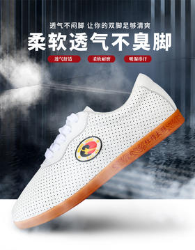 太极鞋女春夏季软牛皮牛筋底武术练功鞋男真皮太极拳运动鞋C-5
