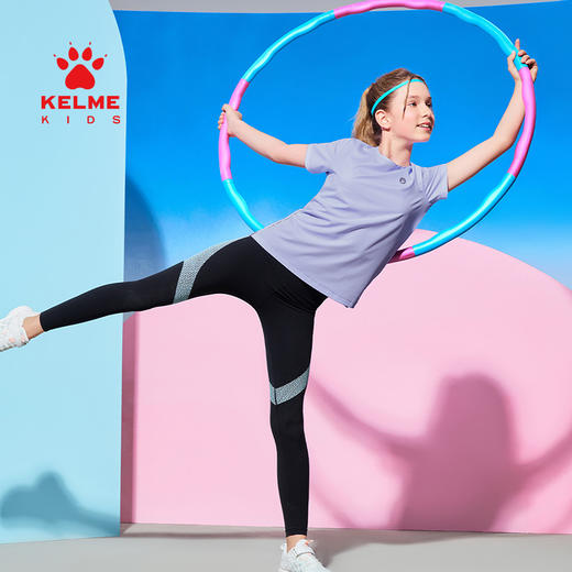 KELME卡尔美女童圆领T恤夏季儿童跑步瑜伽运动短袖 商品图1