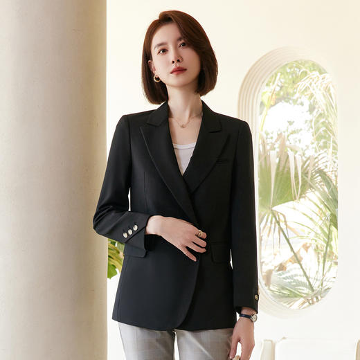 罗蒙春秋款双排扣小西装外套女士商务休闲通勤百搭气质单西服上衣外套 商品图5