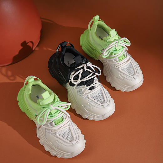 西村名物2022年夏新款活力网面老爹鞋渐变色休闲鞋女T22AM10971 商品图9